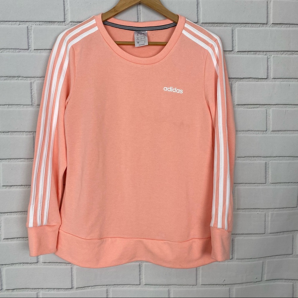 Adidas peach 3 stripe pullover size small